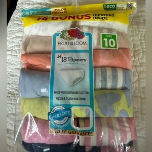 New size 10 Fruit of the Loom Tag-Free Hipsters Multi-Color 18 Pack